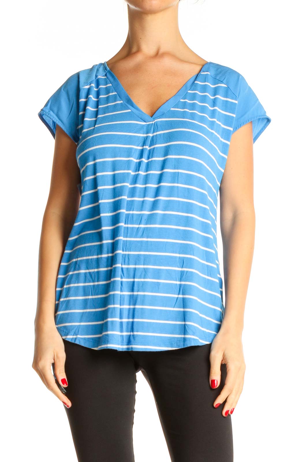 Blue Striped Activewear Top Front