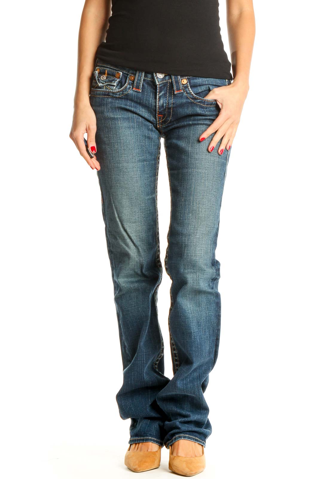 Blue Bootcut Jeans Front