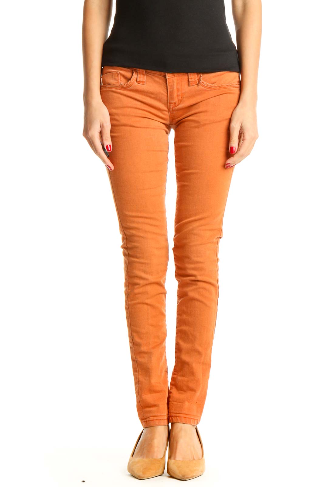 Orange Casual Pants Front