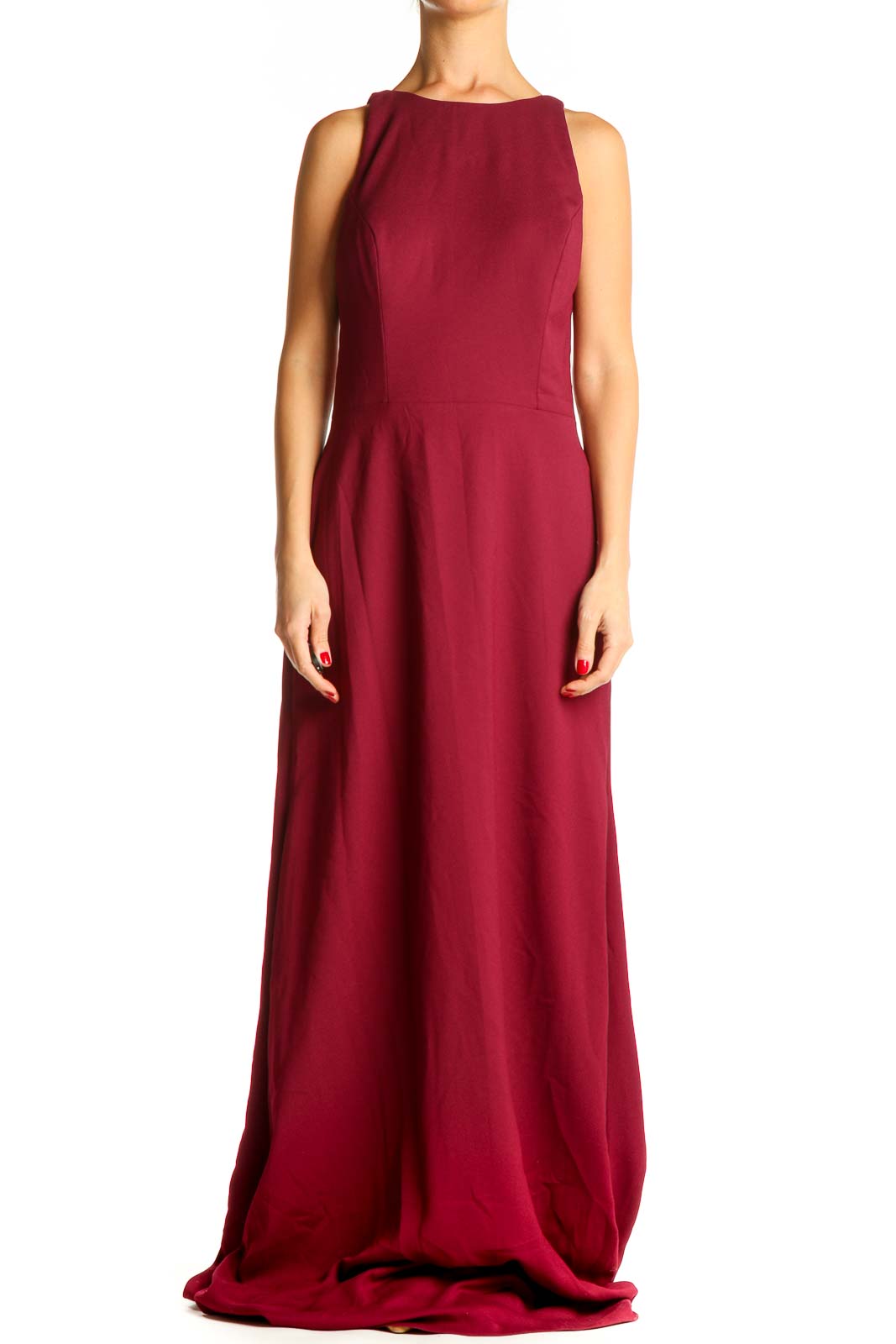 Red Classic Formal Column Dress Front
