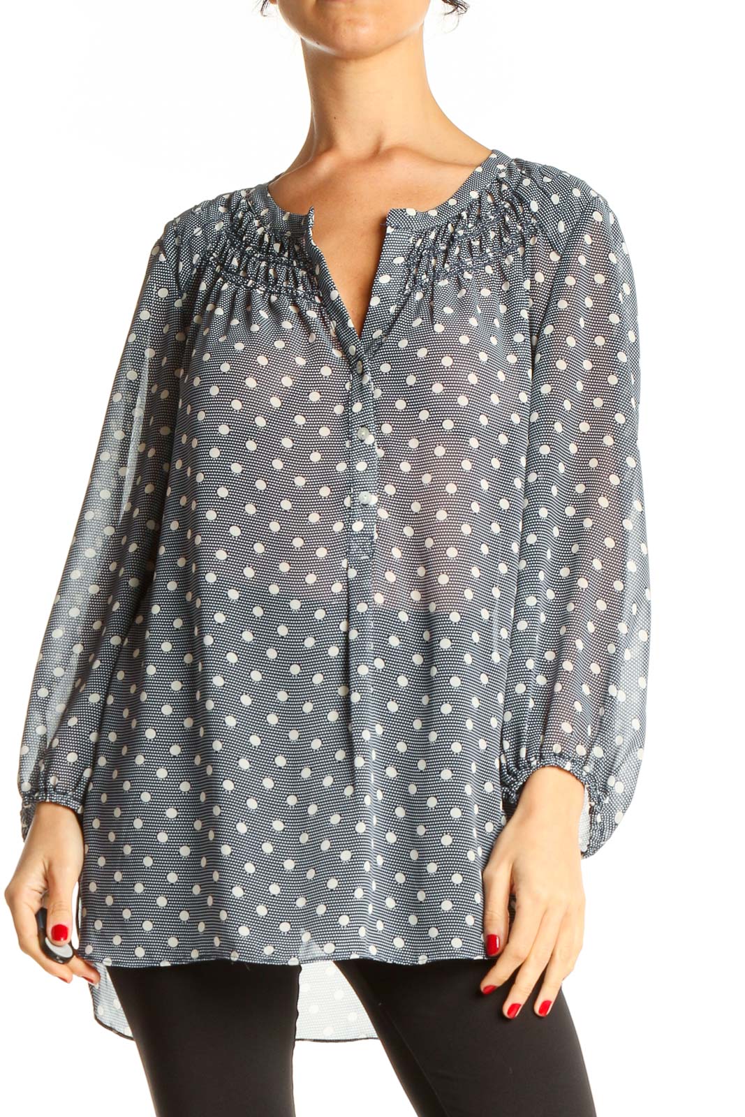 Gray Polka Dot All Day Wear Top Front