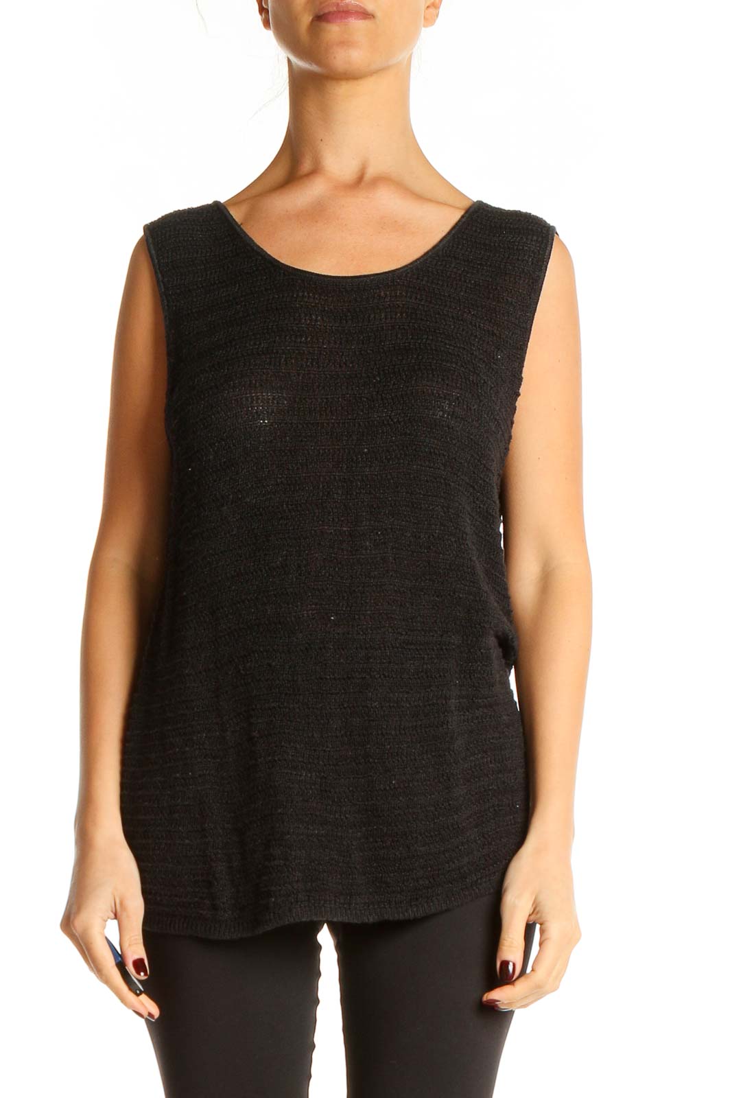 Black Casual Tank Top Front