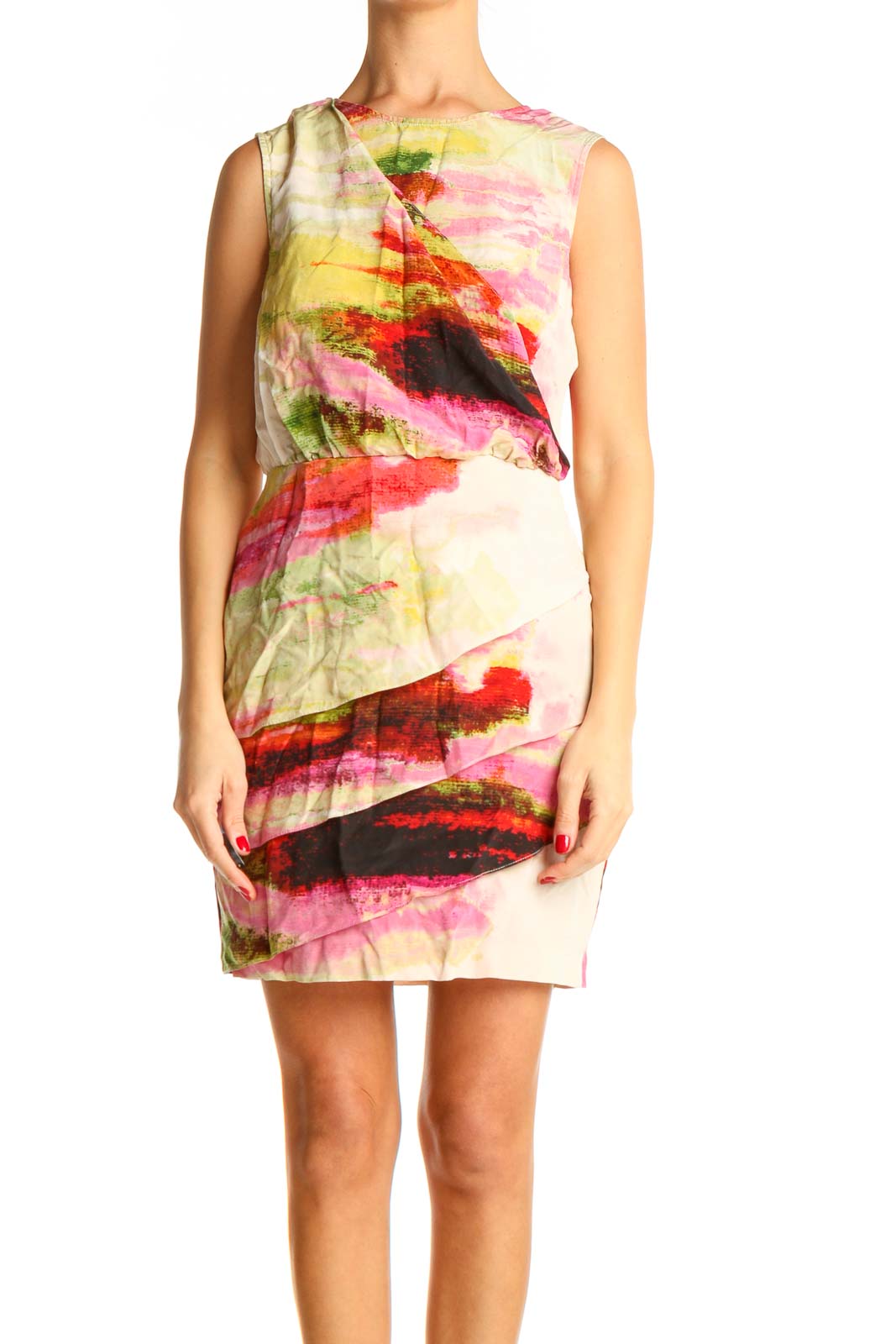 Multicolor Silk Sheath Dress Front