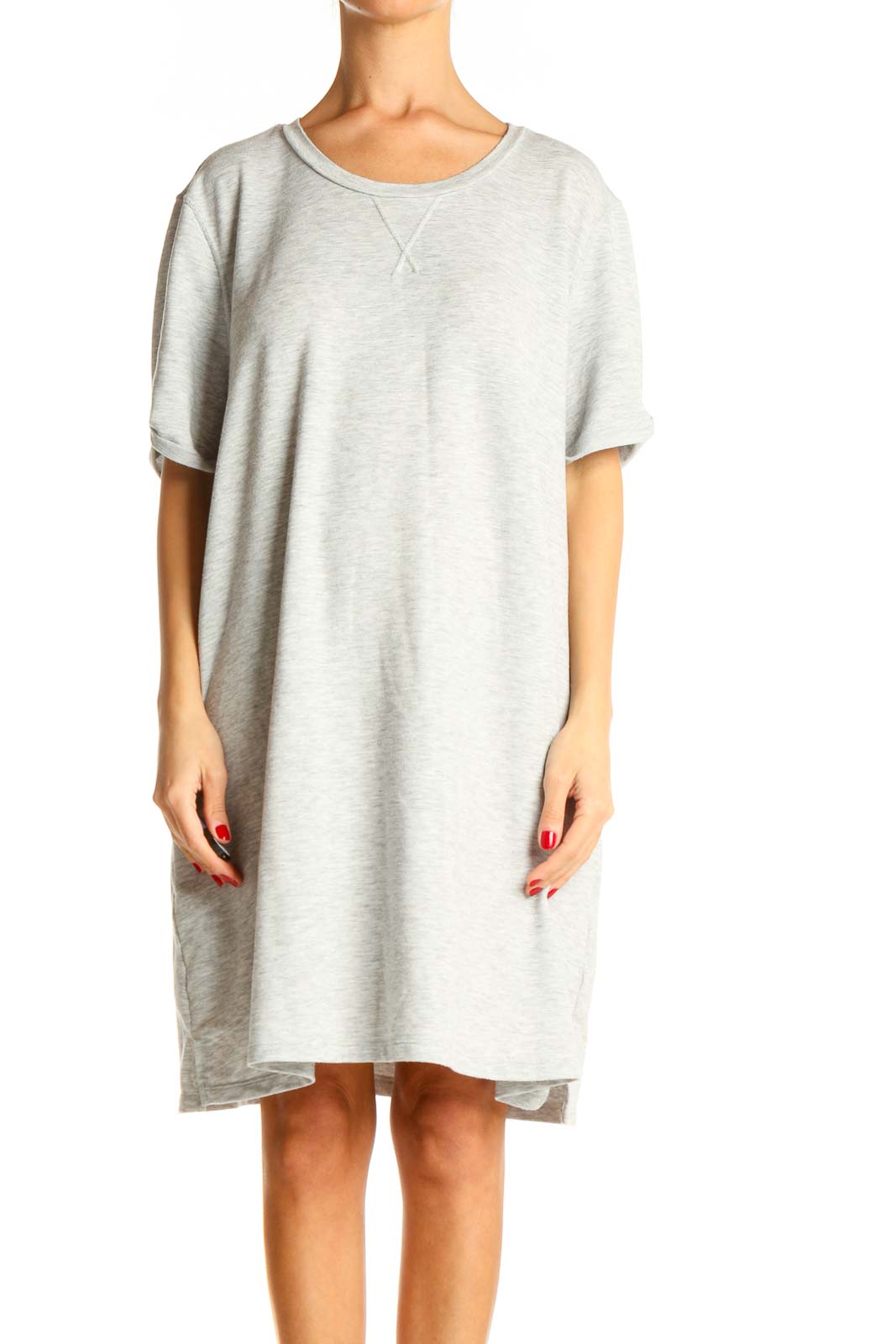 Gray Casual Sweater Dress Front