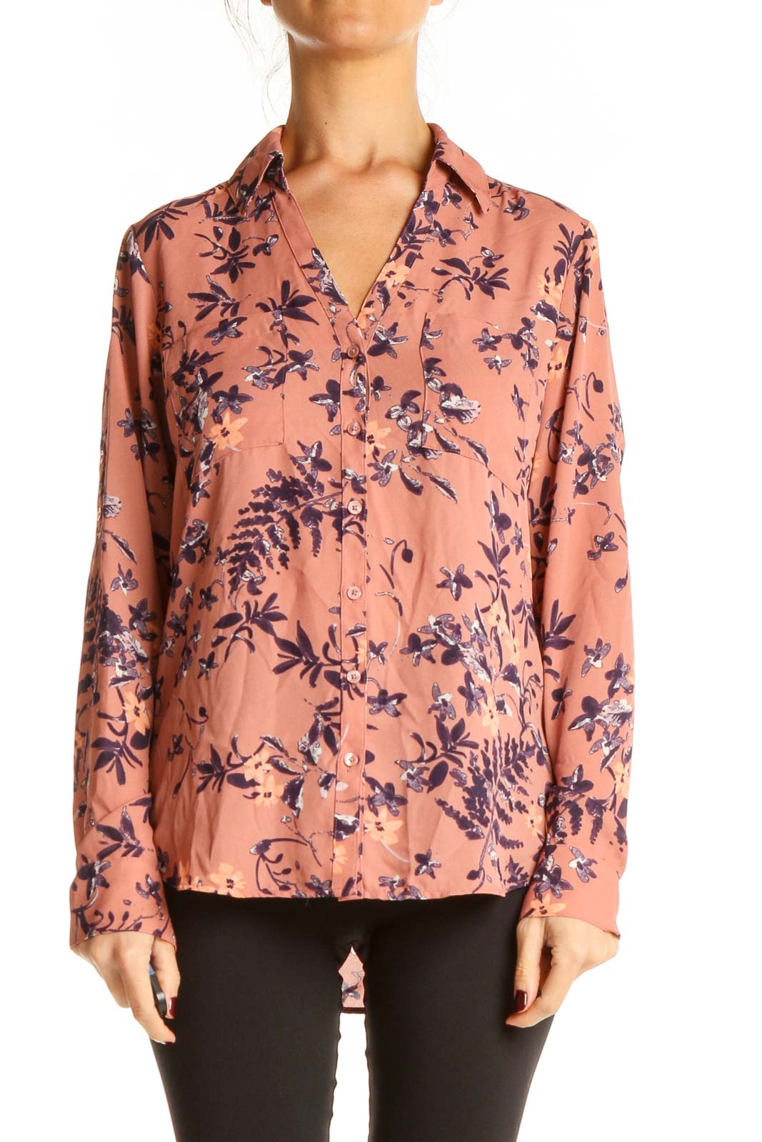 Pink Floral Print All Day Wear Top Front