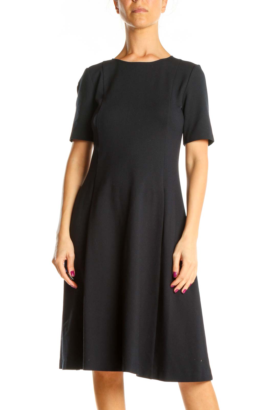 Black Classic Fit & Flare Dress Front