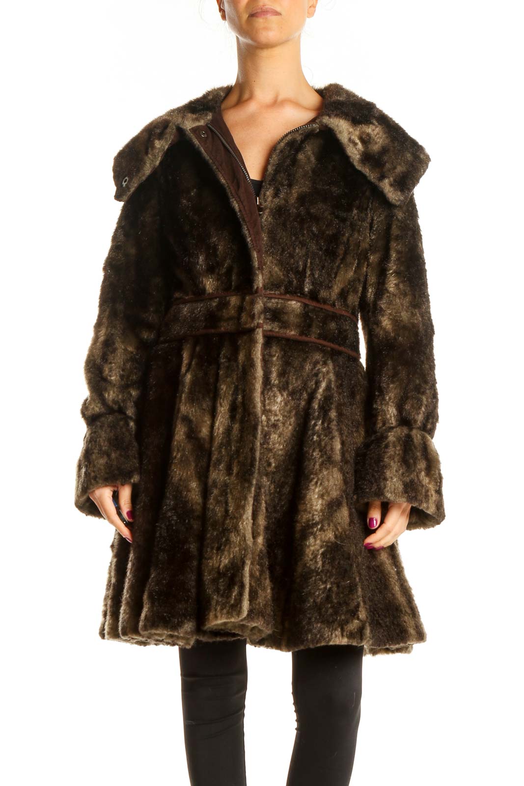 Brown Fur Coat Front