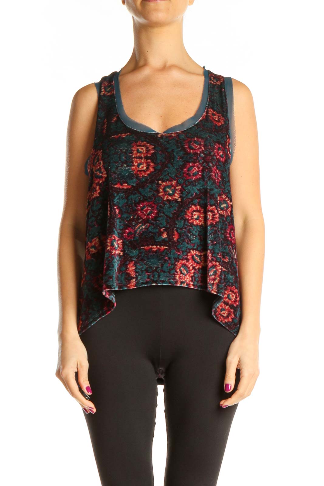 Multicolor Printed Holiday Top Front