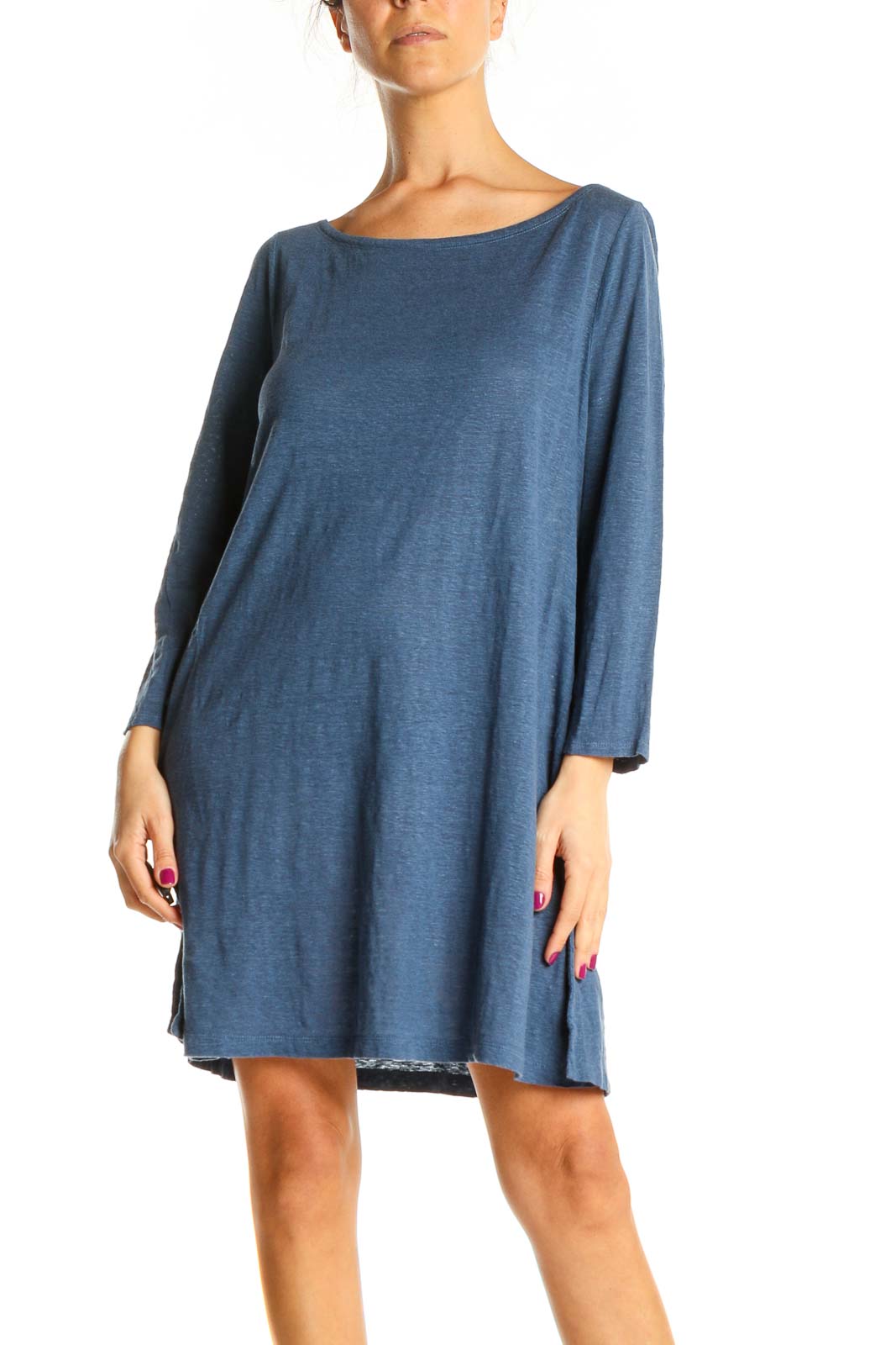 Blue Day Shift Dress Front