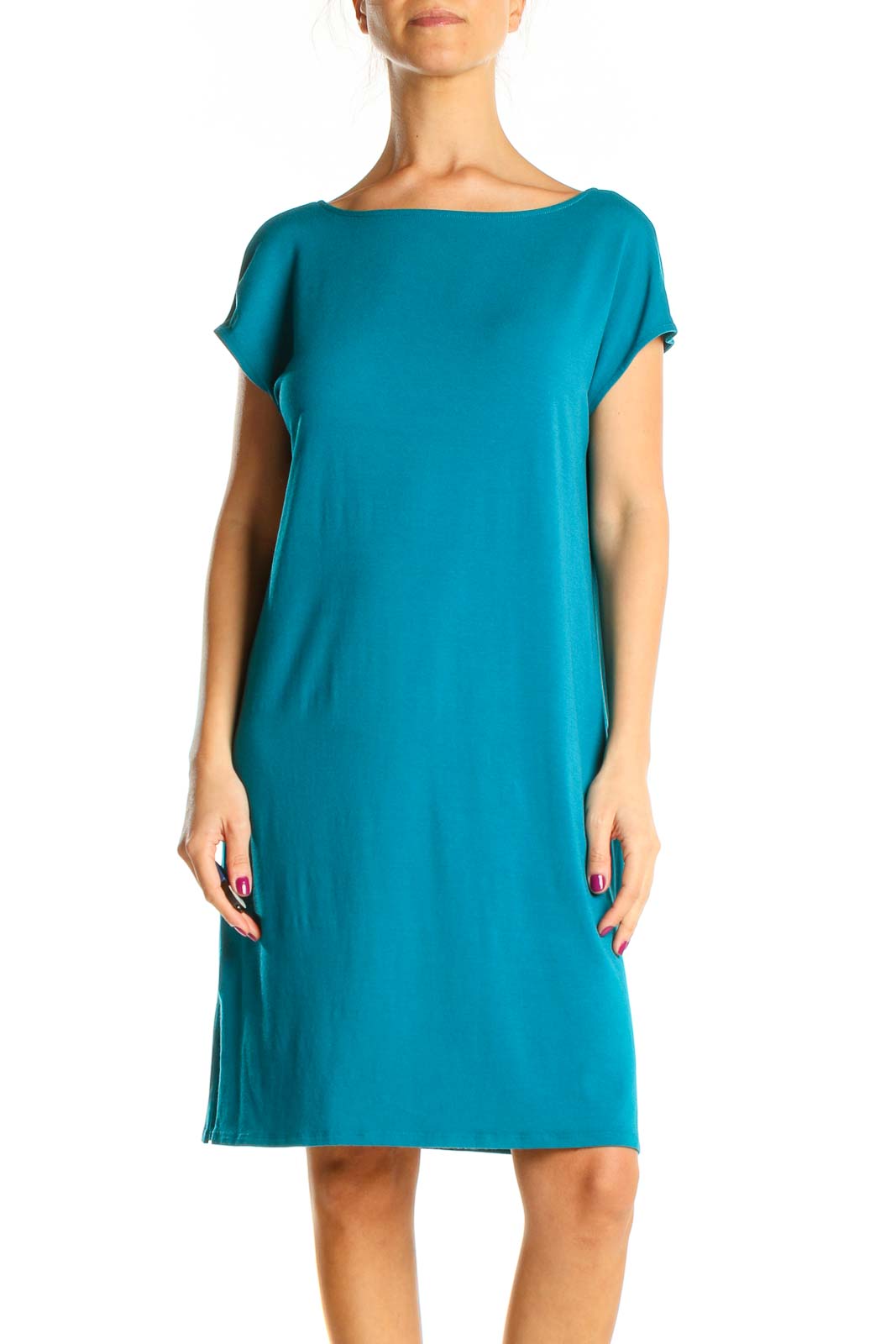 Blue Day Shift Dress Front