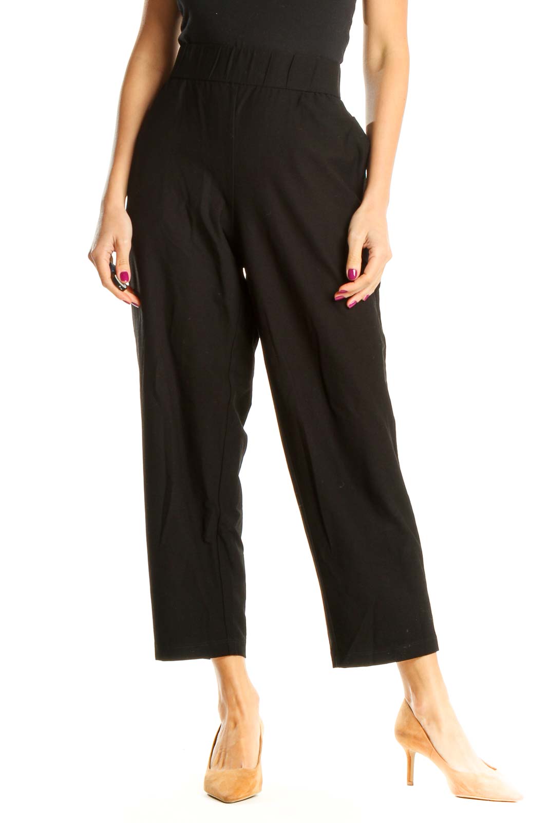 Black Cropped Pants Front