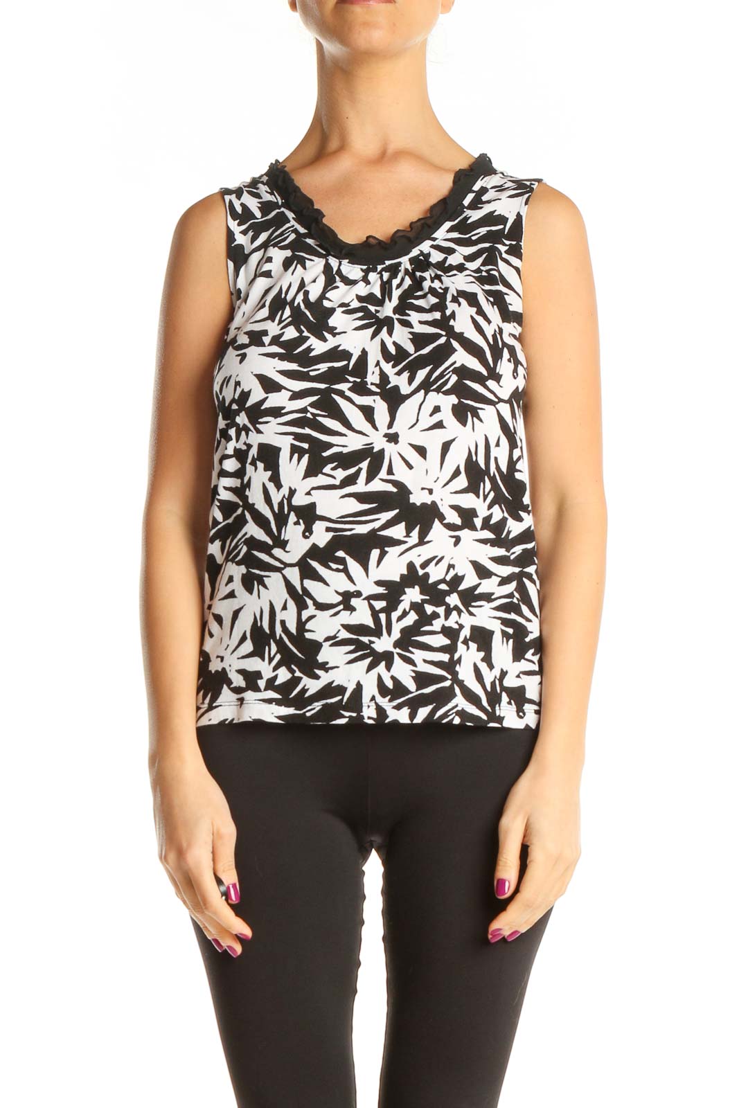 White Printed Holiday Tank Top Front