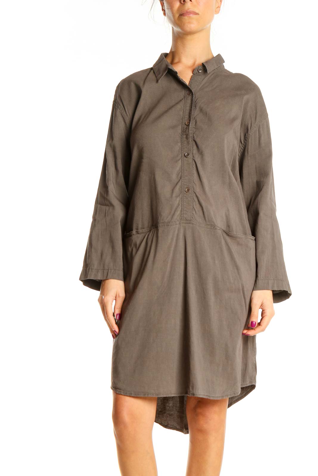 Brown Classic Shift Dress Front