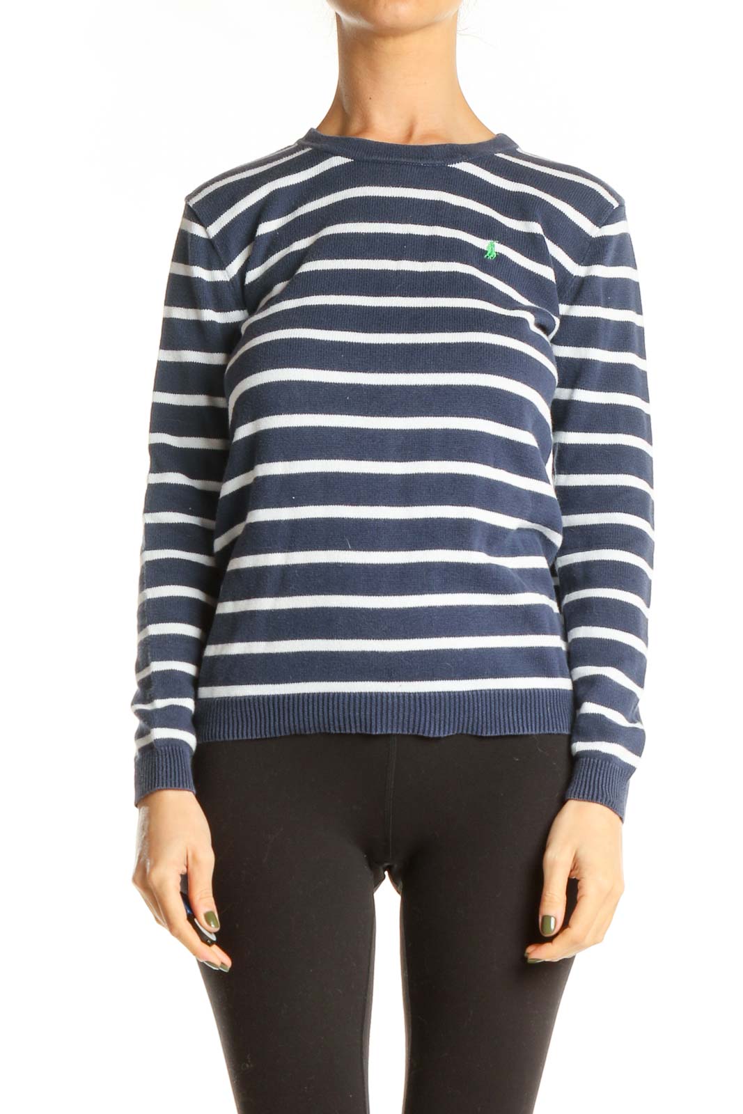 Blue Striped Retro Sweater Front