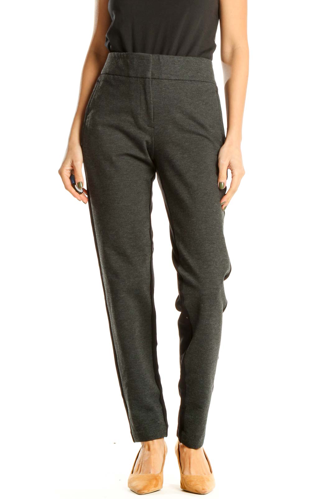 Gray Classic Trousers Front