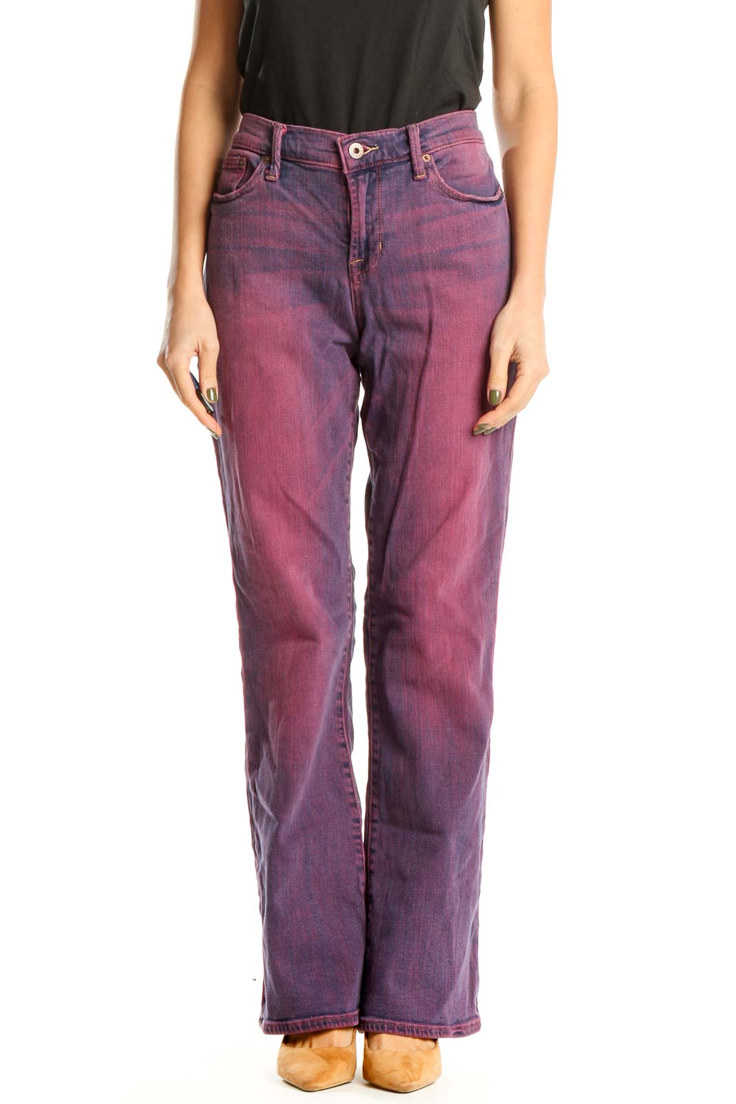 Purple Acid Wash Jeans Front
