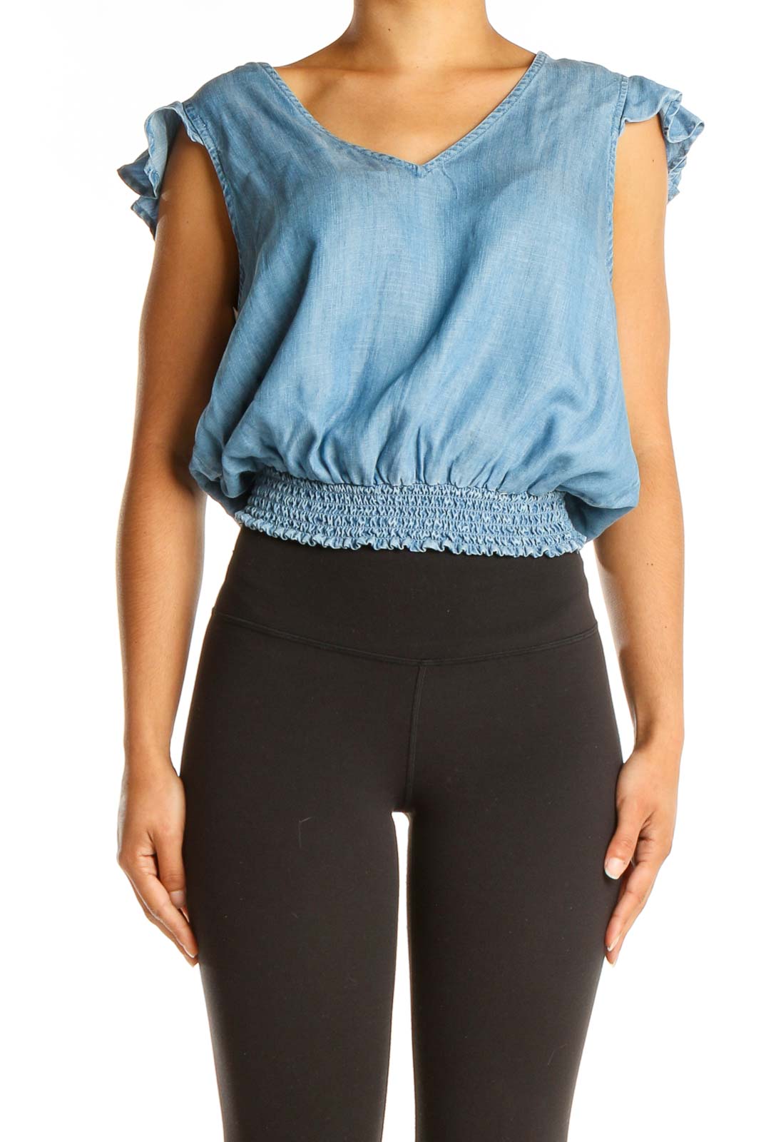 Blue Cropped All Day Wear Top Front