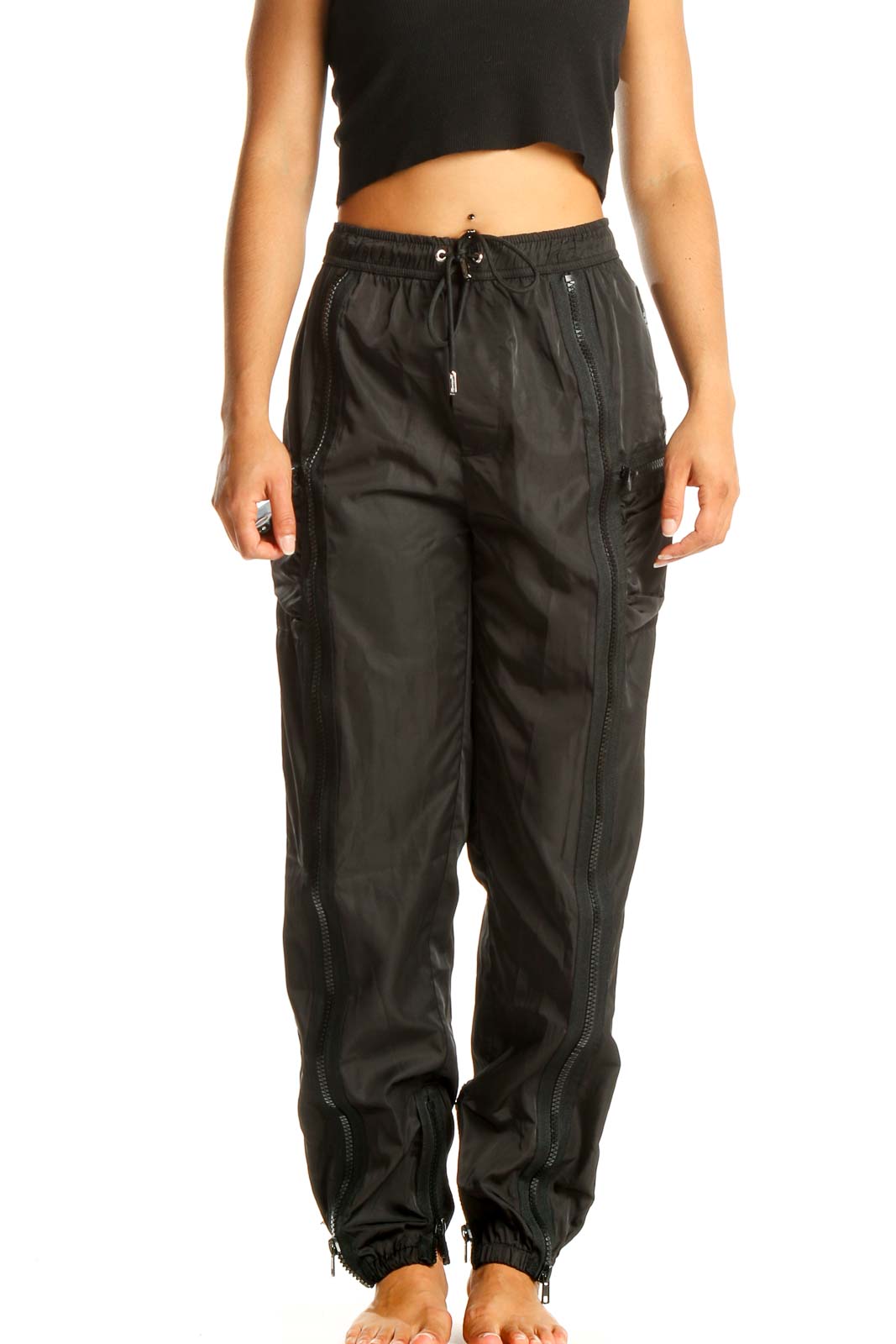 Black Casual Sweatpants Front