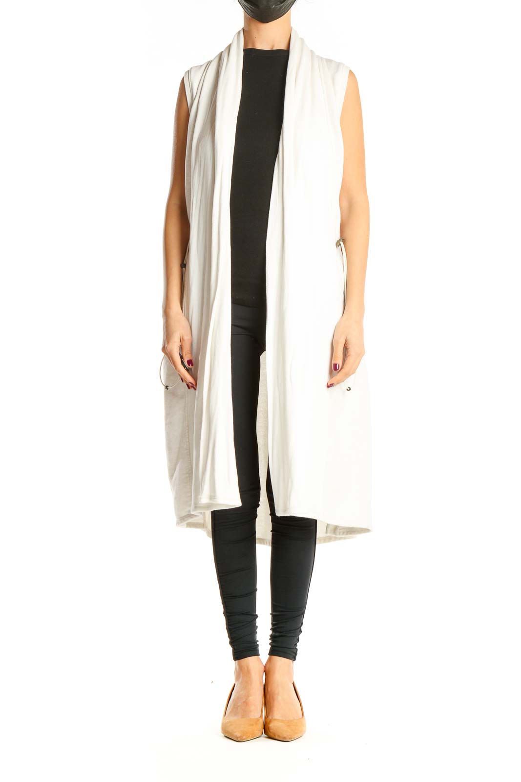 White sleeveless shop cardigan long