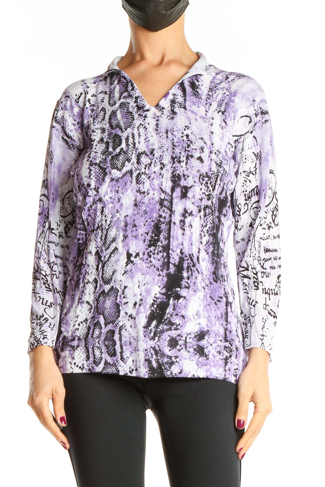 Purple Animal Print Casual Top Front