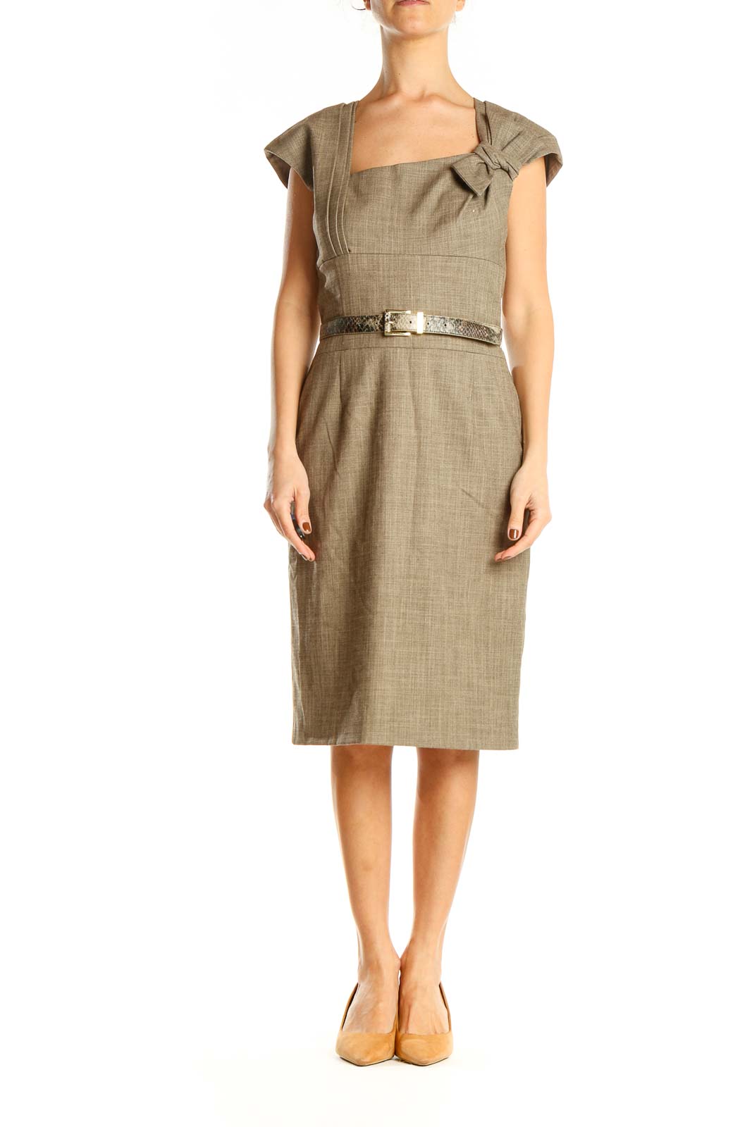 Antonio Melani - Brown Work Sheath Dress Polyester Spandex | SilkRoll