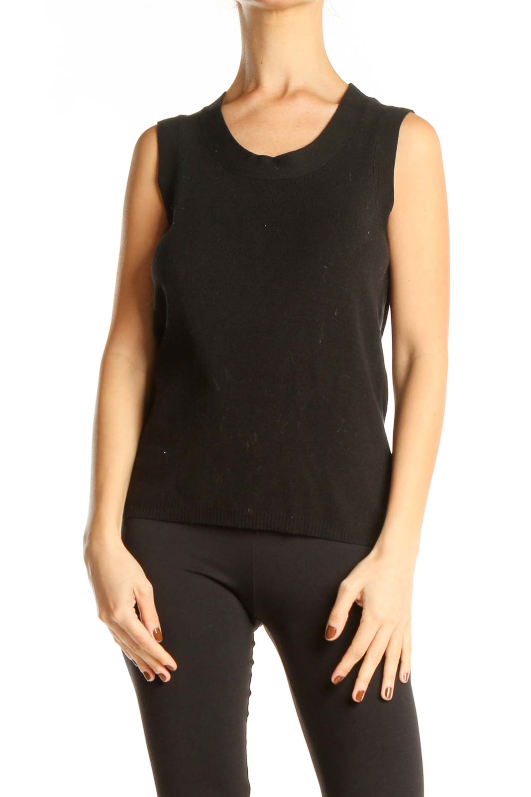 Black Casual Tank Top Front