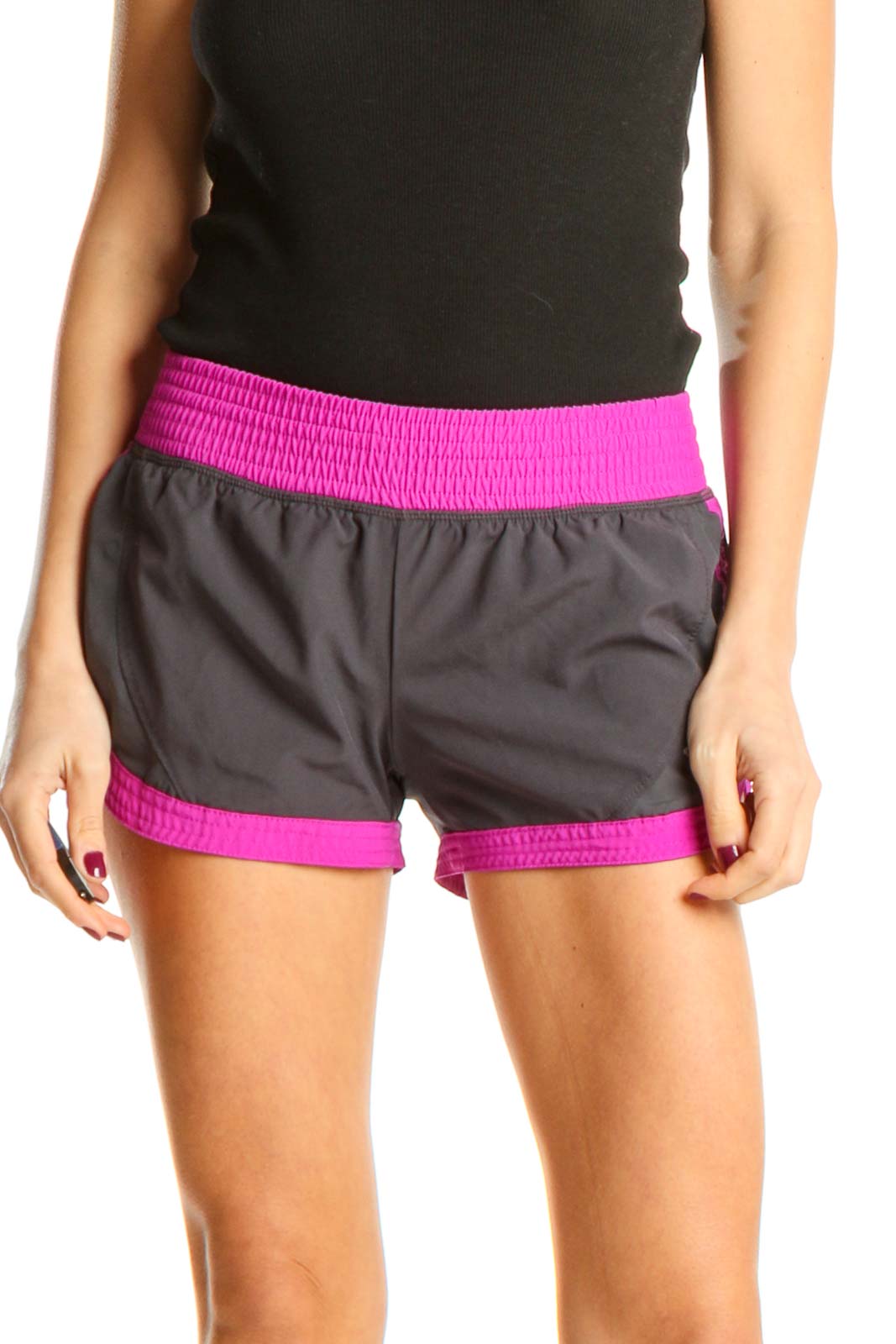 Gray Pink Activewear Shorts Front