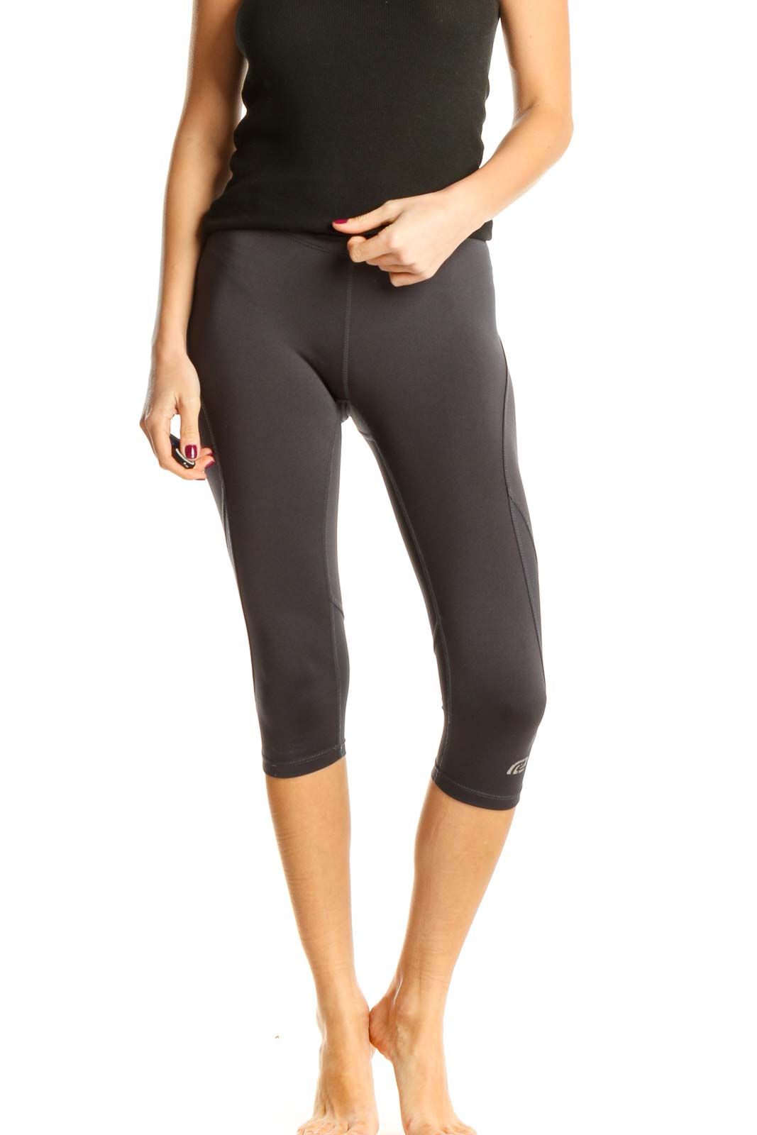 Gray Casual Cropped Leggings Front