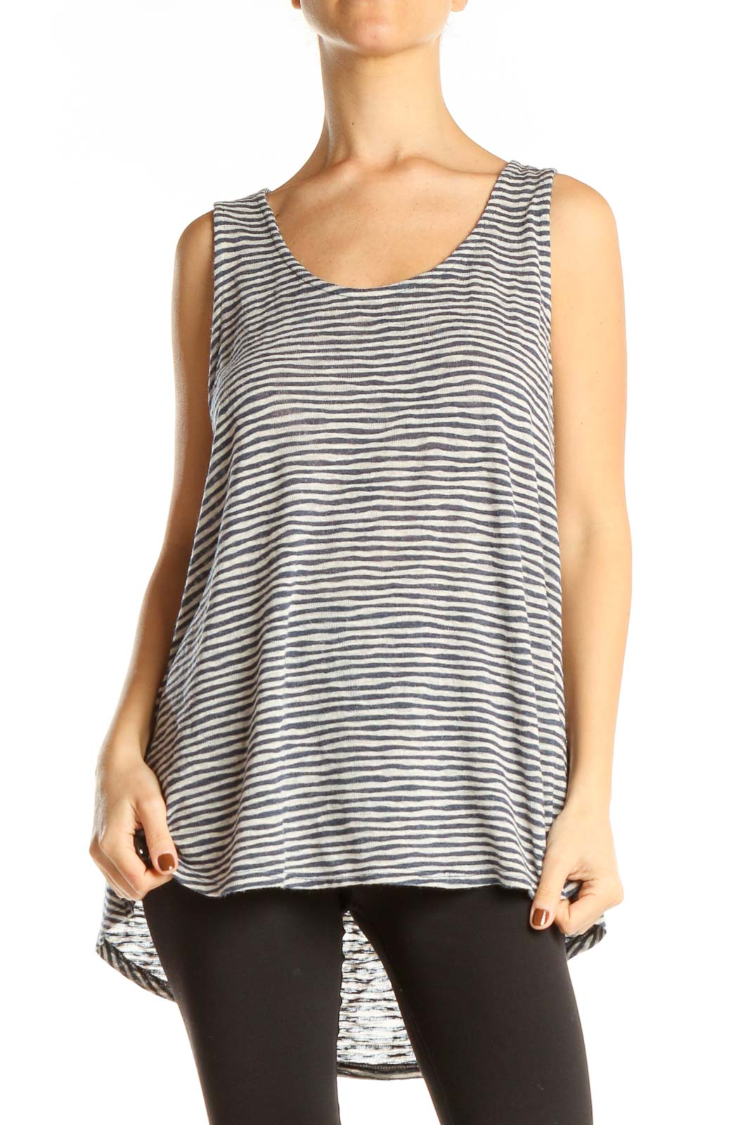 Gray Striped Top Front
