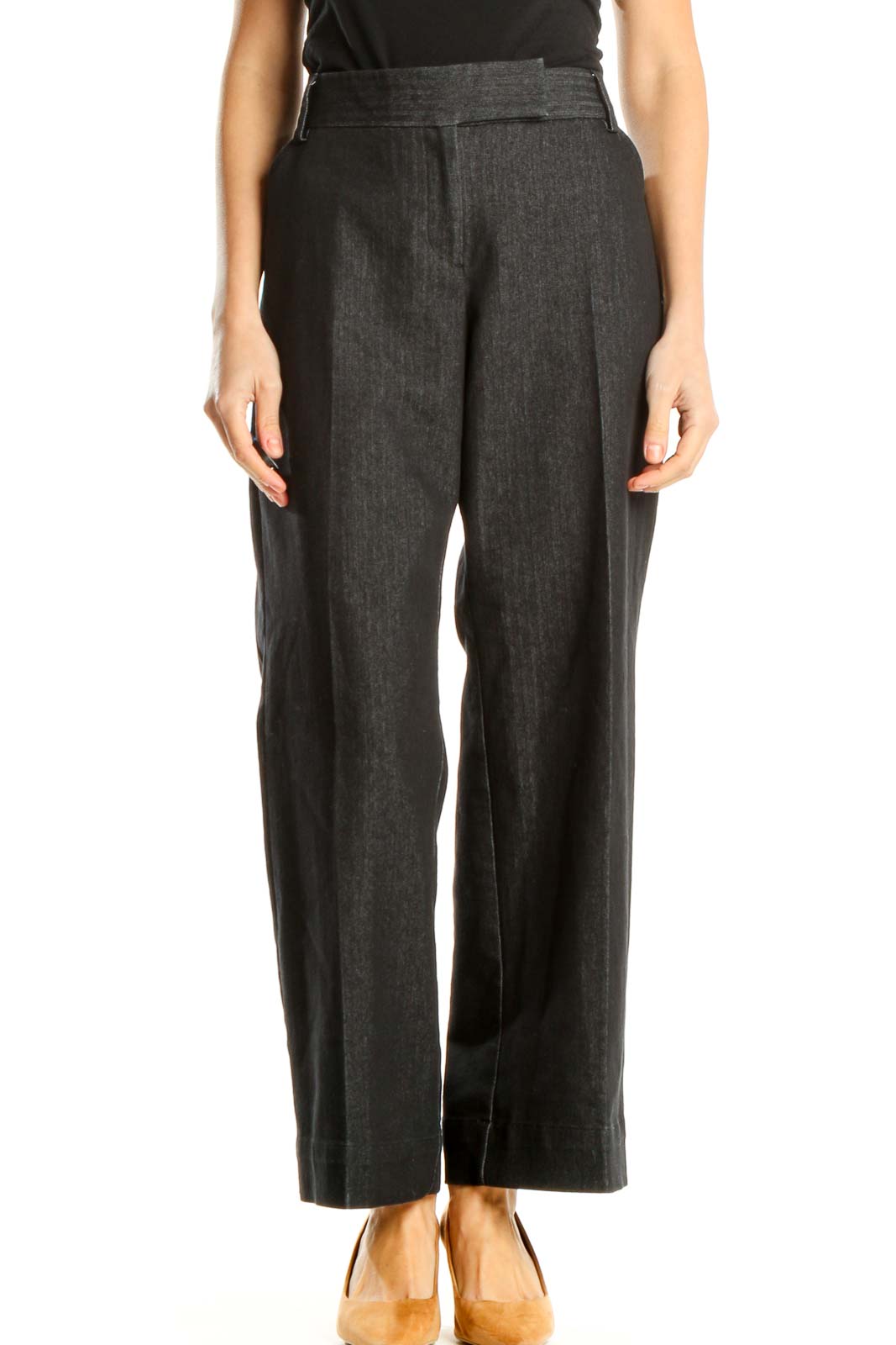 Gray Pinstripe All Day Wear Trousers Front