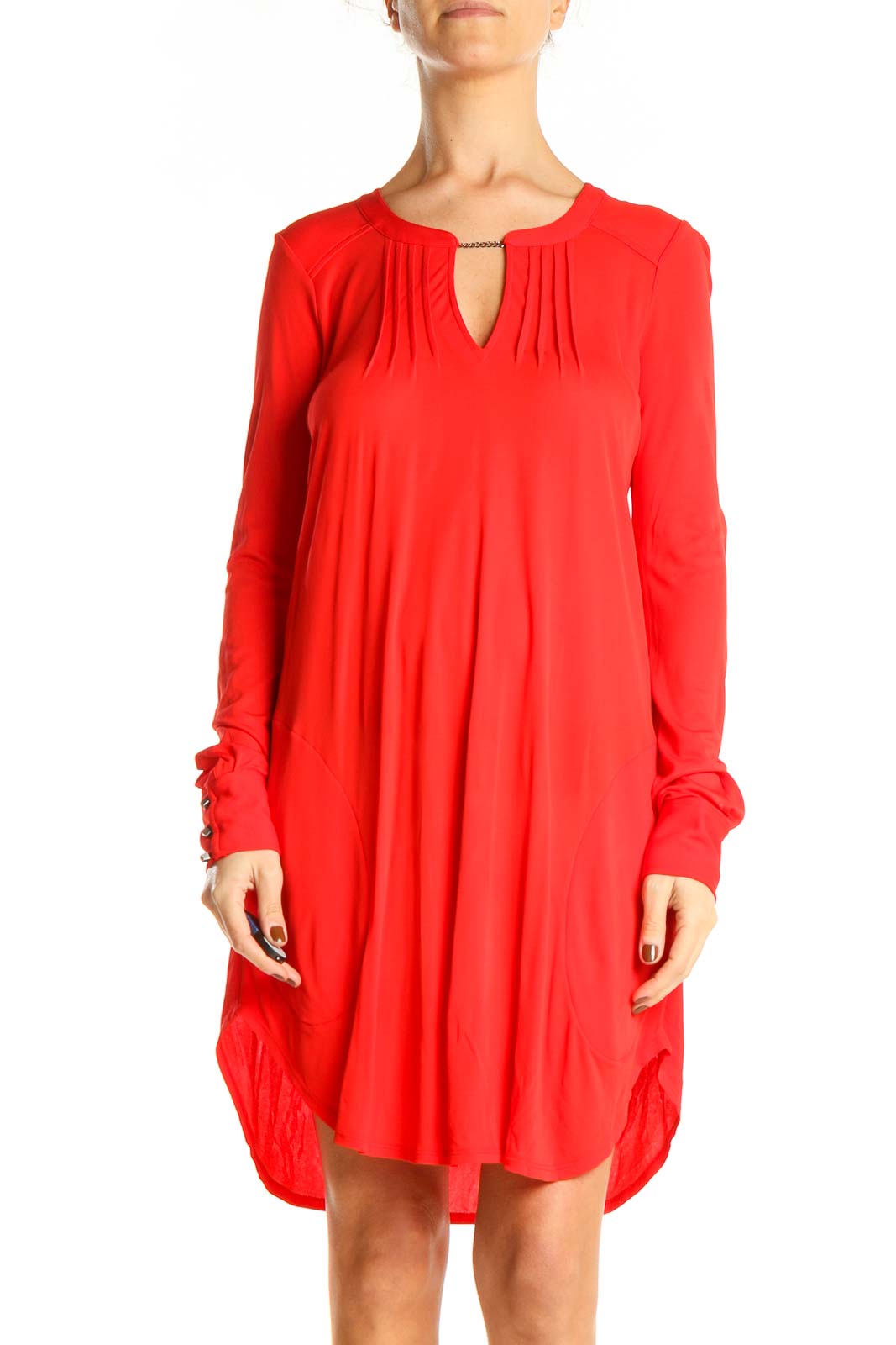 Red Day Shift Dress Front