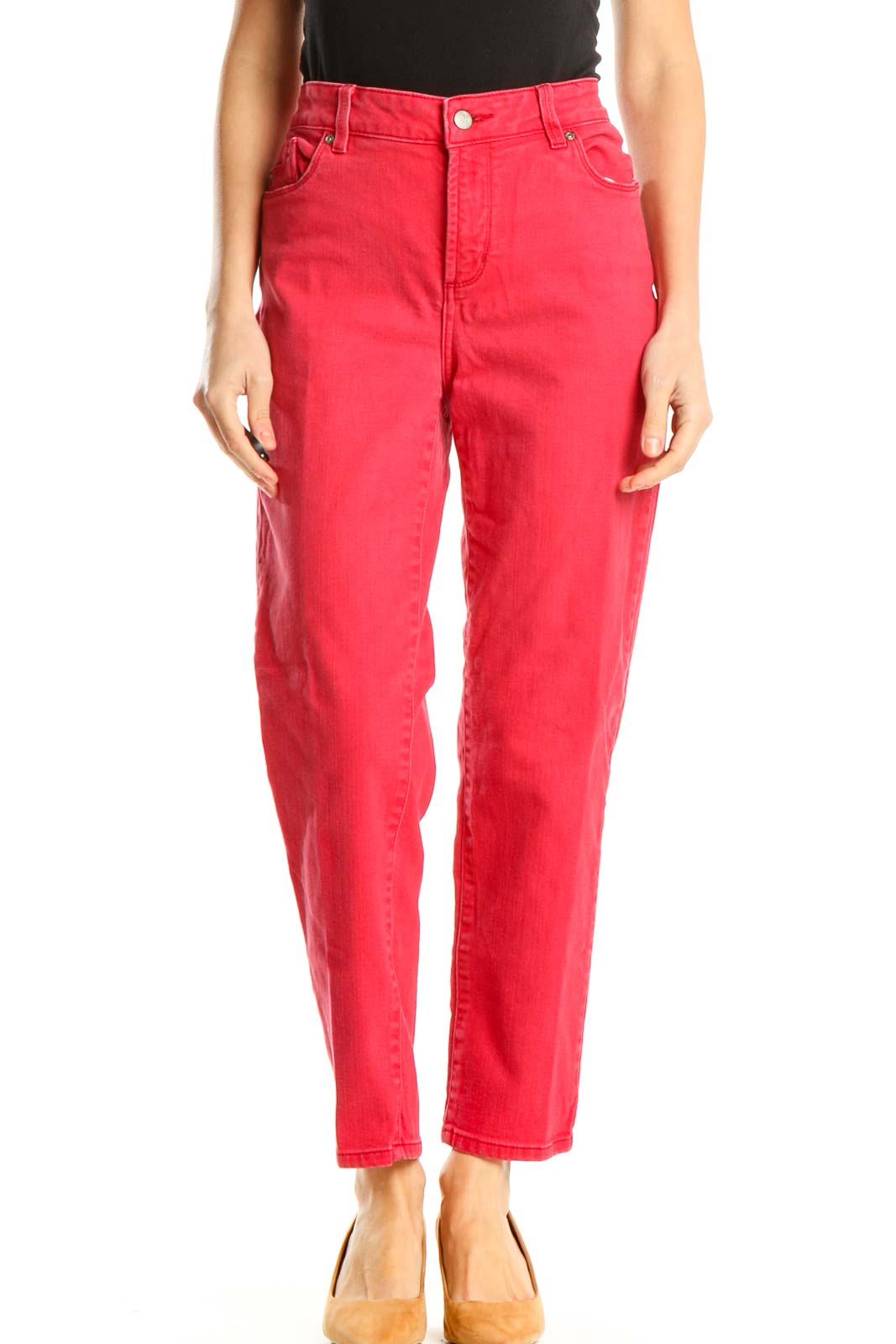 Pink Straight Leg Jeans Front