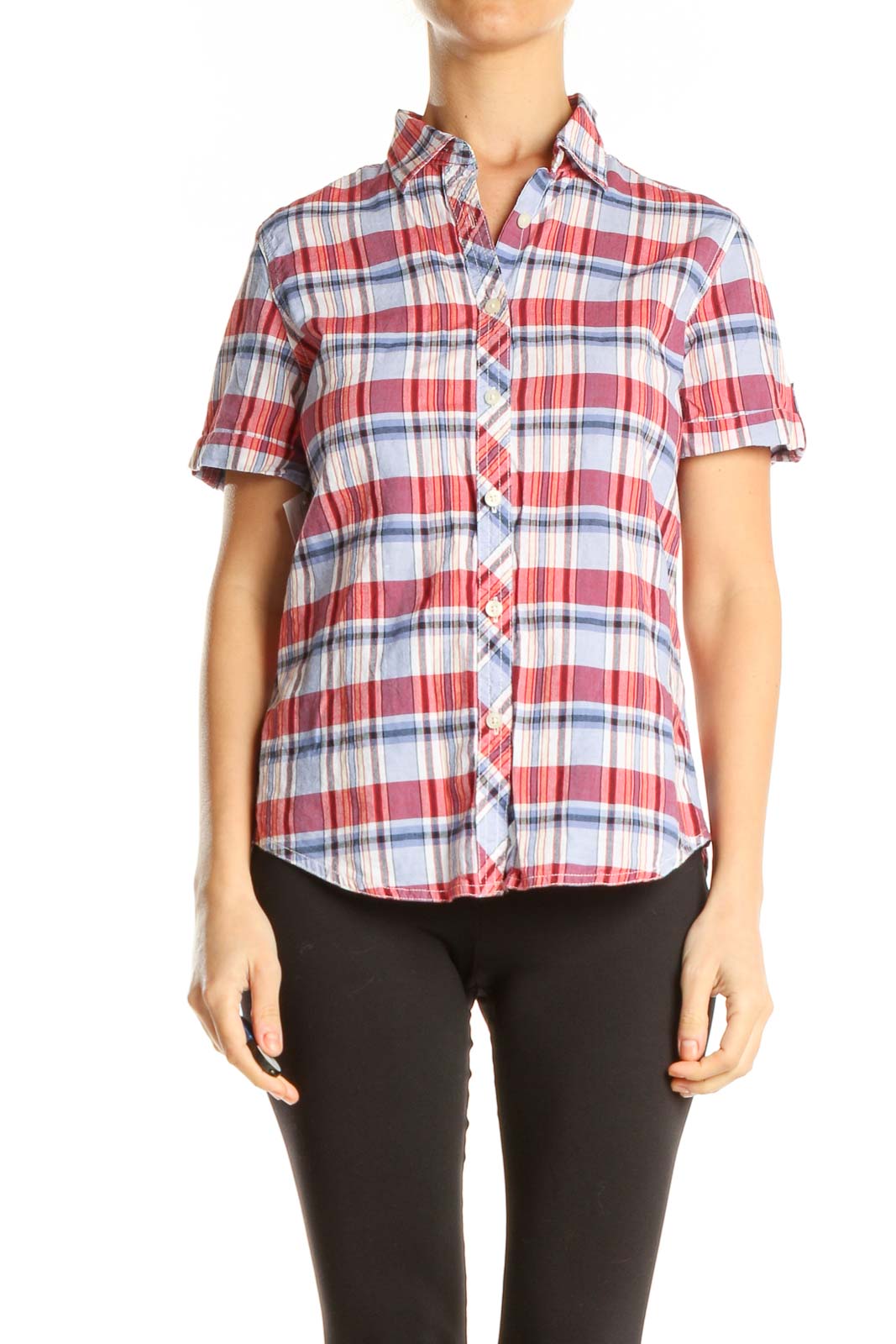 Multicolor Checkered Casual Top Front