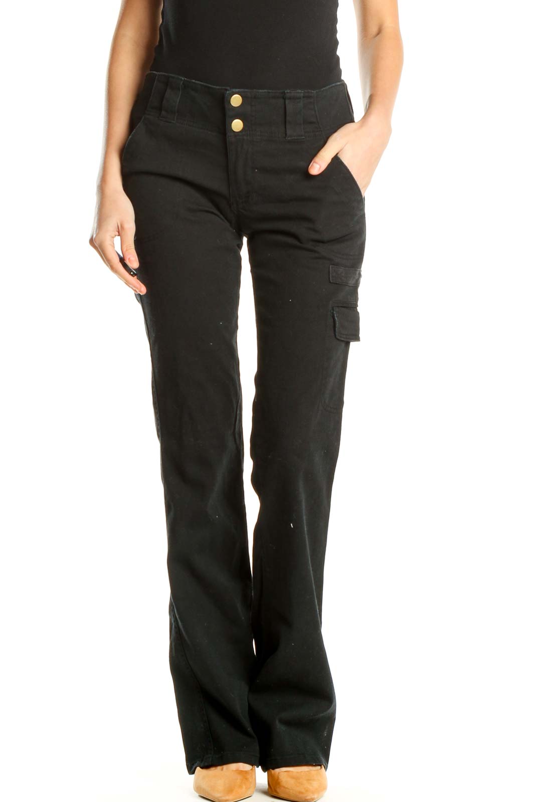 Black All Day Wear Pants Front
