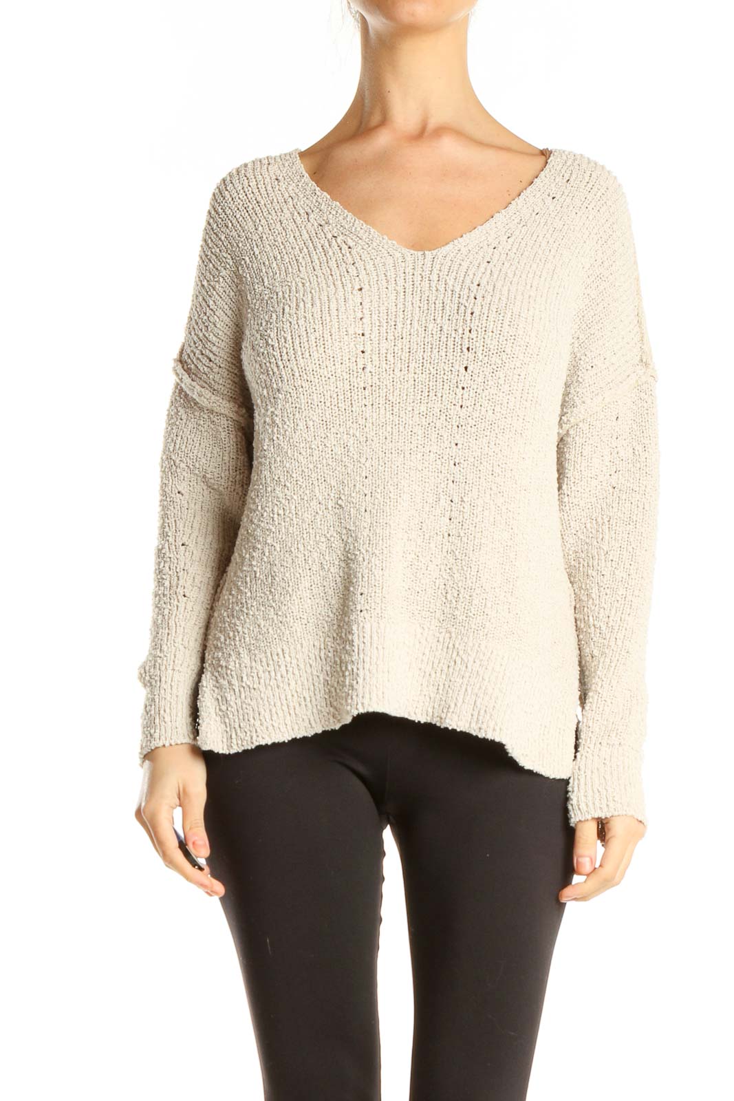 Beige Casual Sweater Front