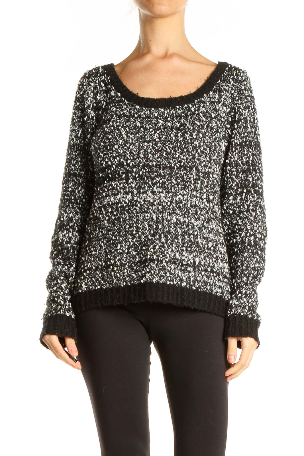 Black White All Day Wear Sweater Front