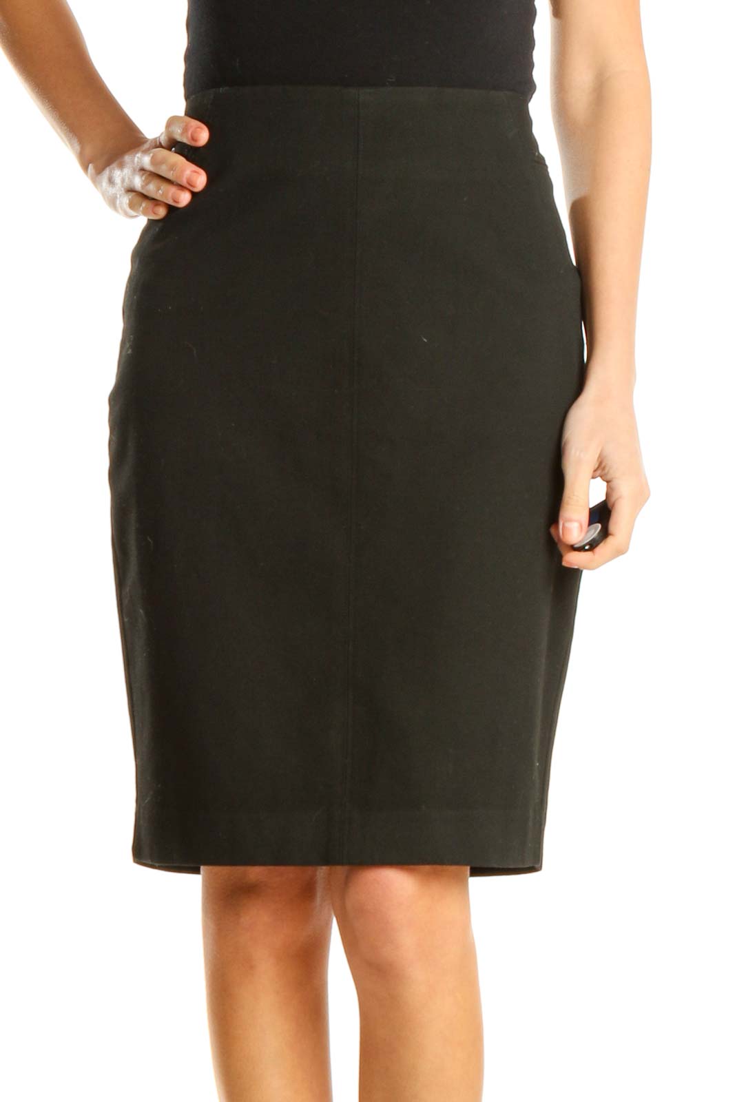 Black Classic Pencil Skirt Front