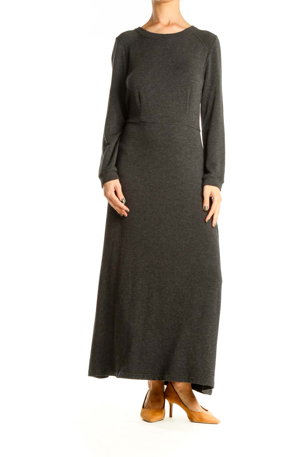 Gray Classic Long Sleeve Column Dress 