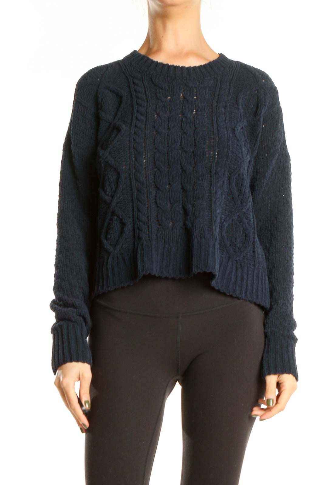 Blue Chic Cropped Sweater Front