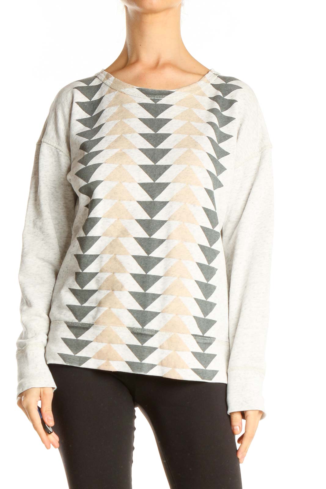 Gray Triangle Print All Day Wear Sweater Front
