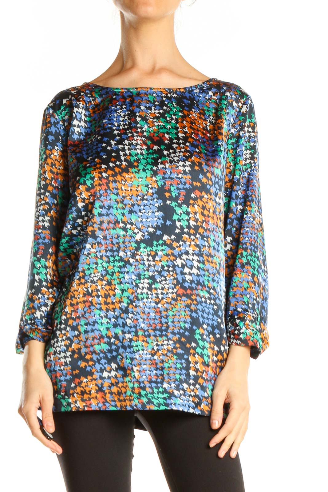 Multicolor Graphic Print Party Top Front