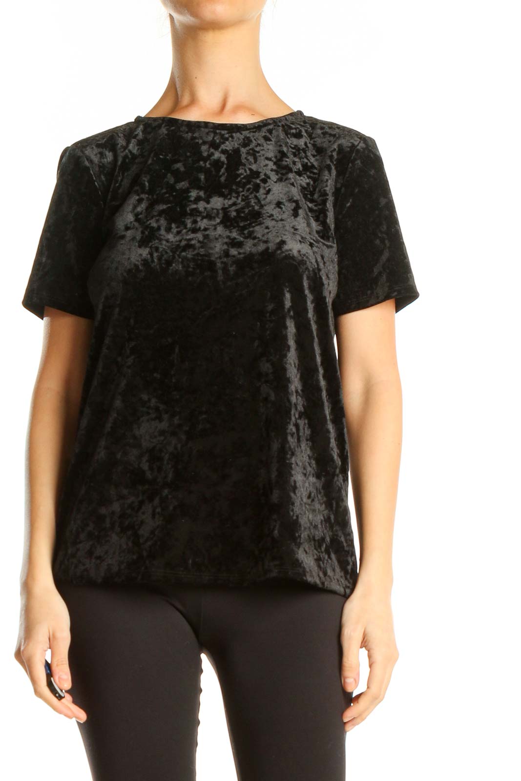 Black Velour All Day Wear Top Front