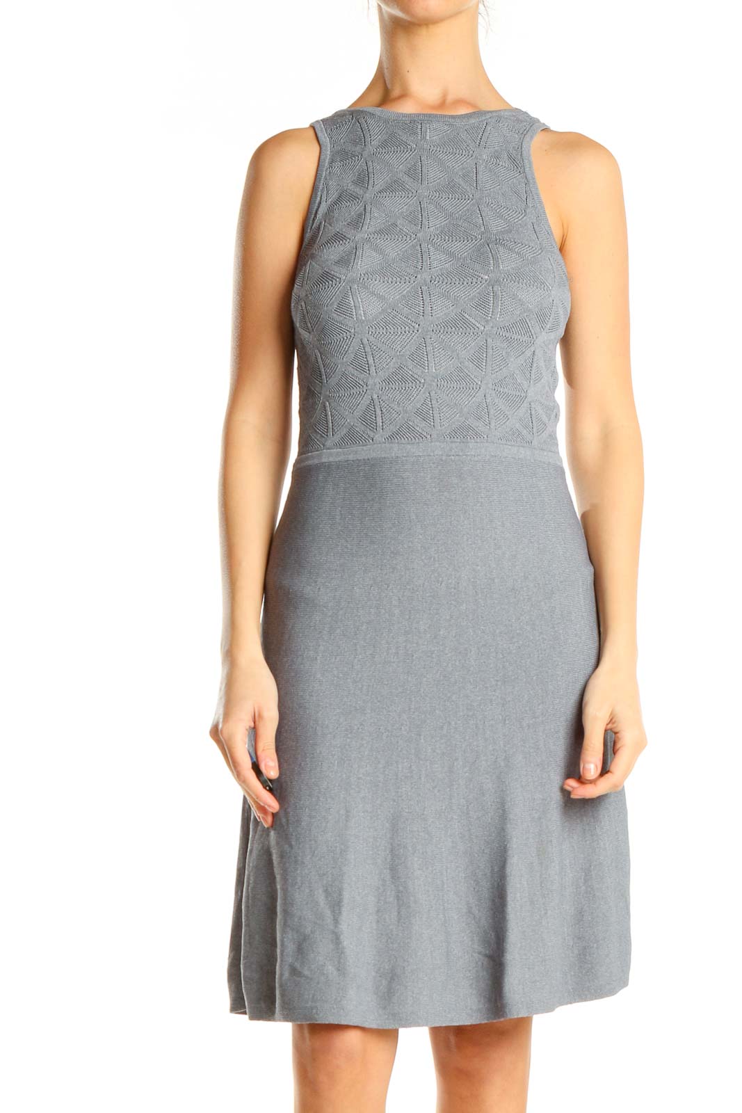 Gray Chic Textured Mini Dress Front