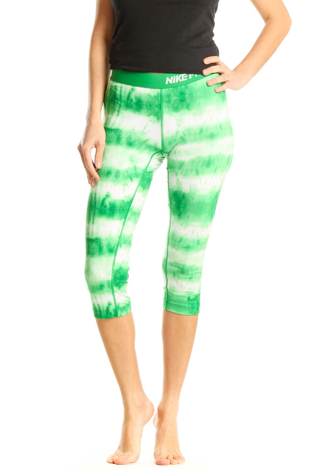 Green Tie And Dye Activewear Leggings Front
