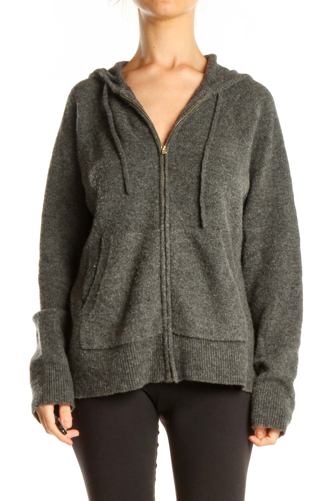 Gray Zip Up Sweatshirt Front