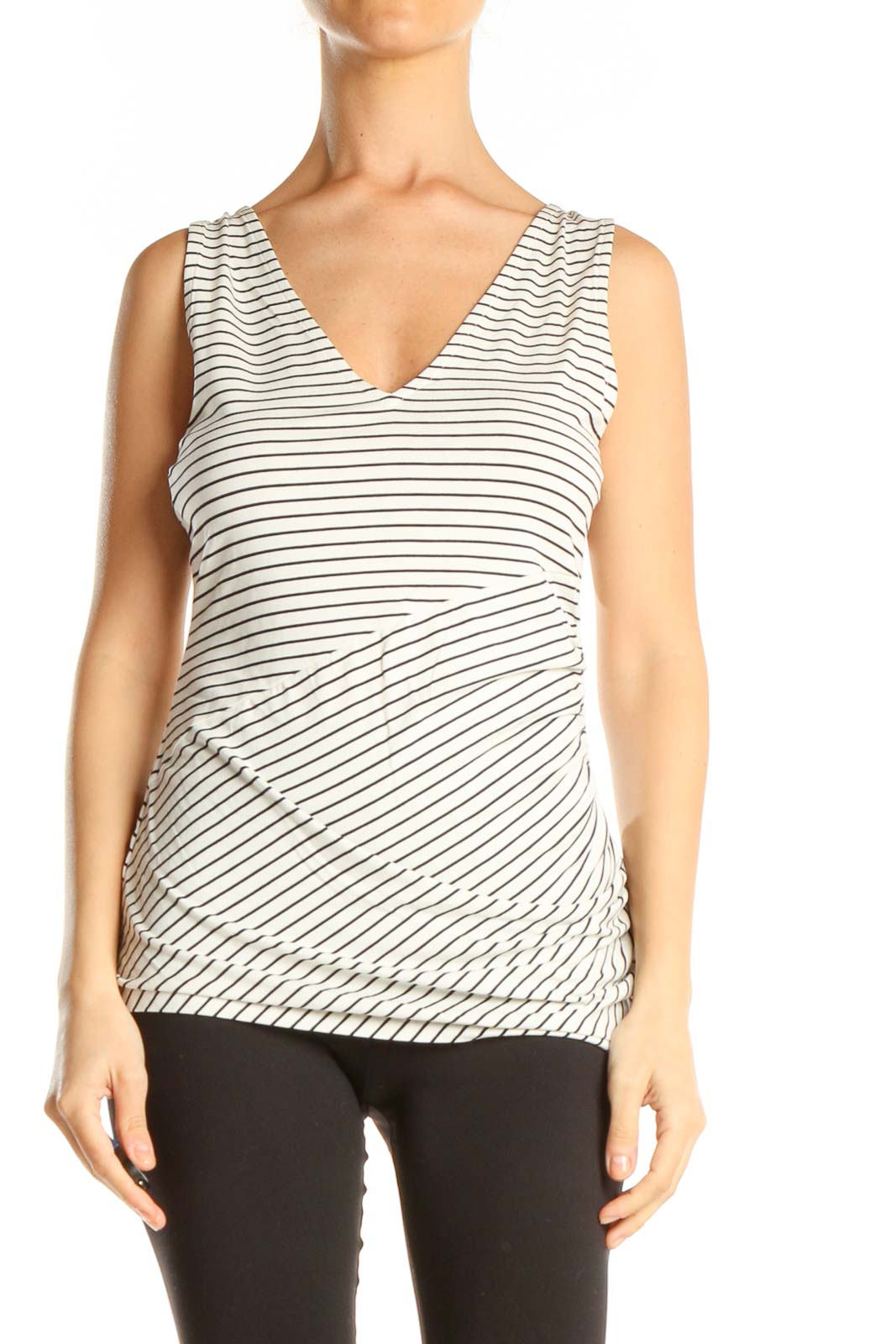White Striped Top Front