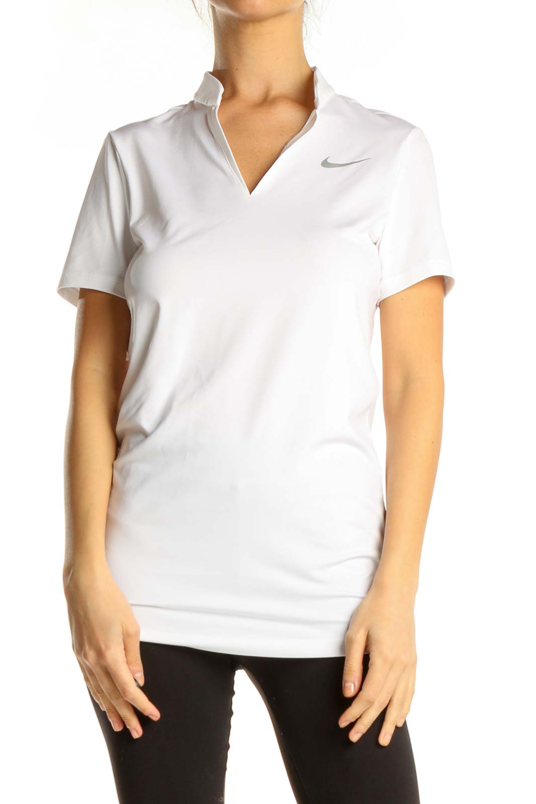 White Activewear Tennis Polo Front