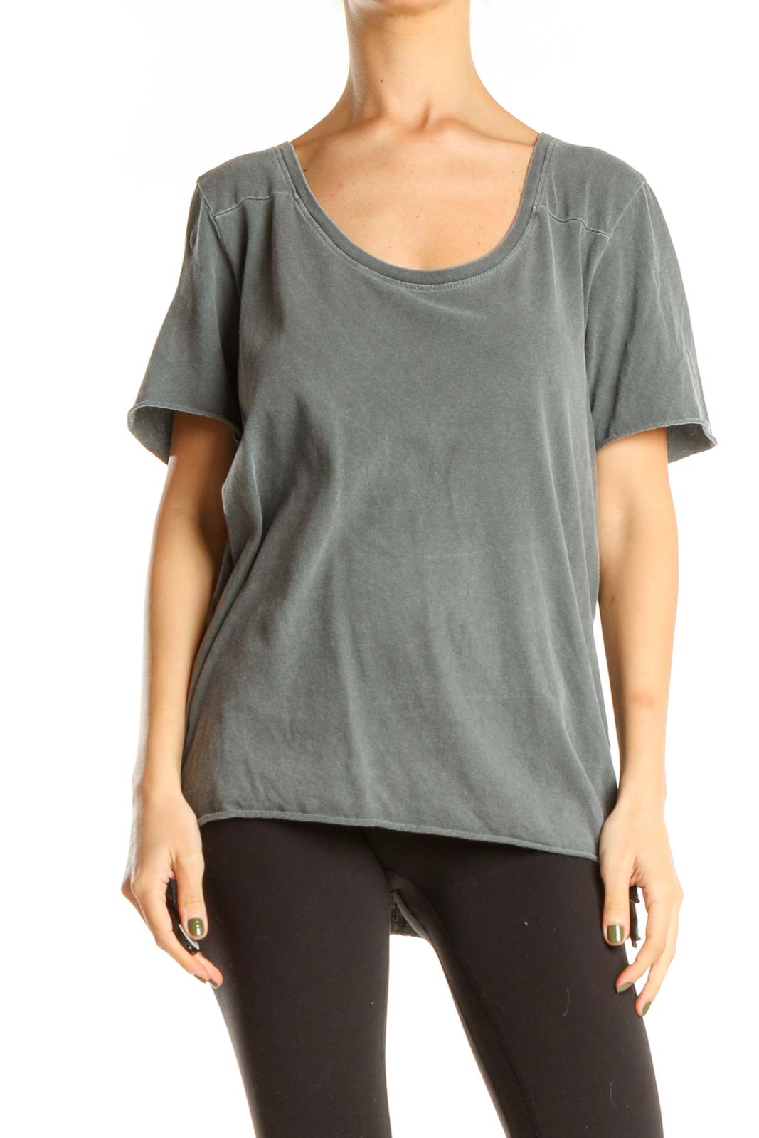 Gray Casual Top Front