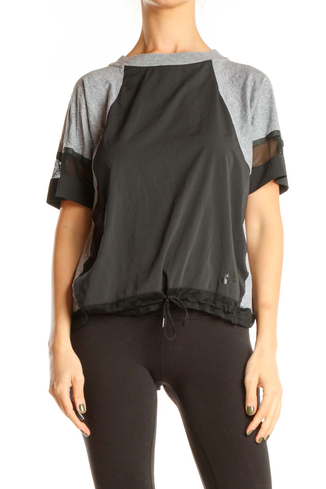 Gray Black Activewear Top Front
