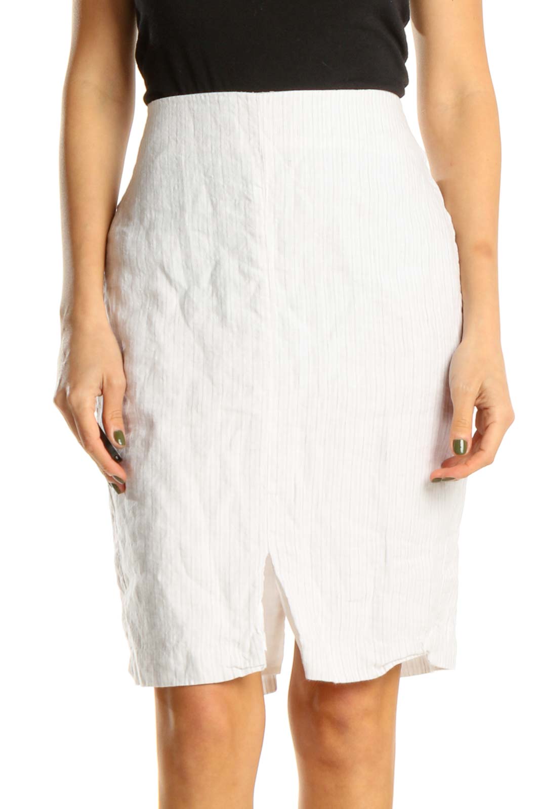 White linen pencil outlet skirt